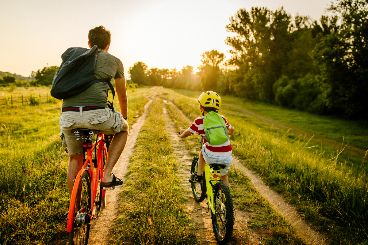 Father and son cycling