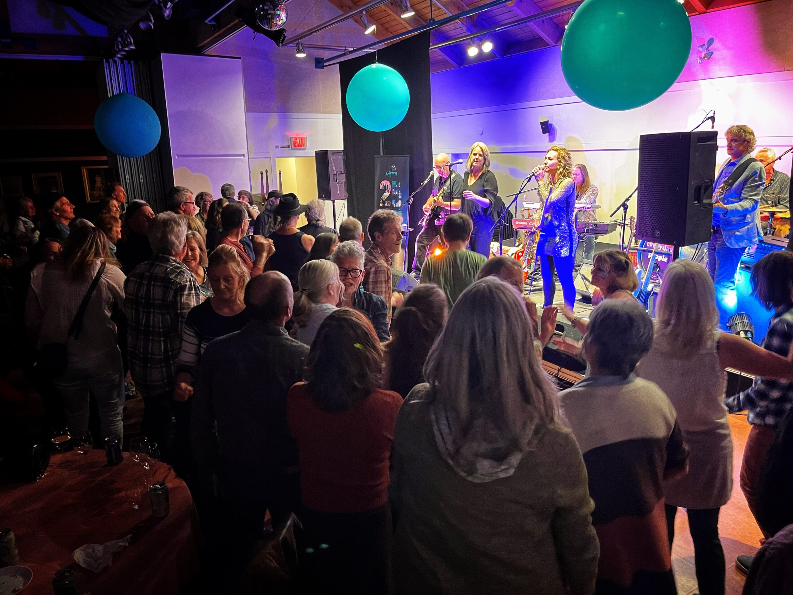 Performers play onstage for an audience at Artspring.