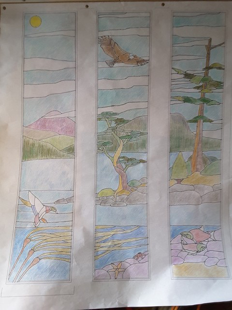 Stained glass drawing at Cowichan Hospice House