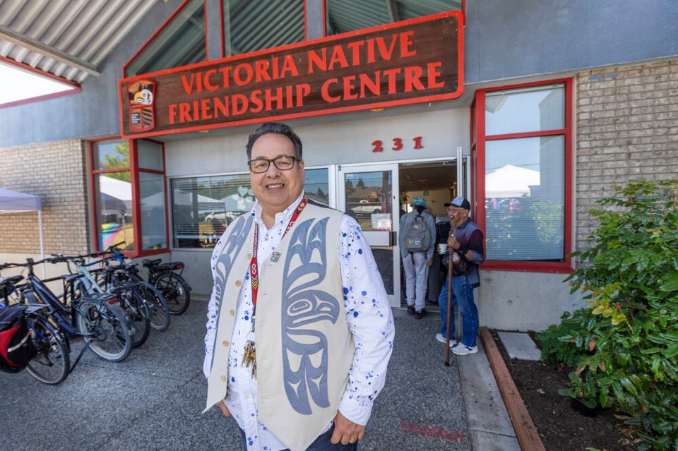 Ron Rice, executive director of the Victoria Native Friendship Centre, standing outside its headquarters on Regina Avenue.