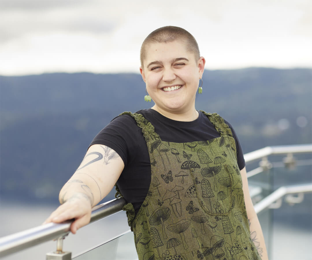 Take a Hike! A youth smiles for the camera atop the Malahat Skywalk